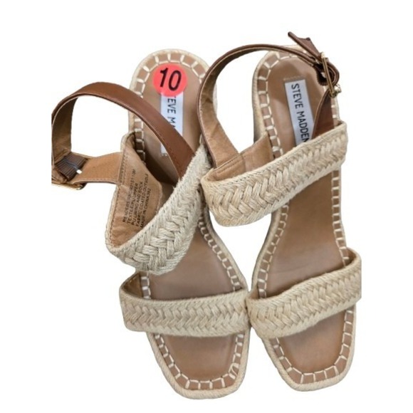 womens strappy Steve Maddon Wedge Espradille Sandals Sz 10 - Picture 1 of 6